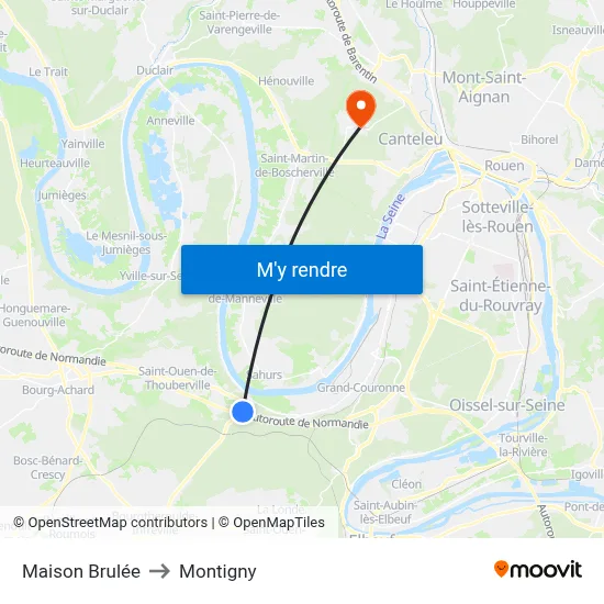Maison Brulée to Montigny map