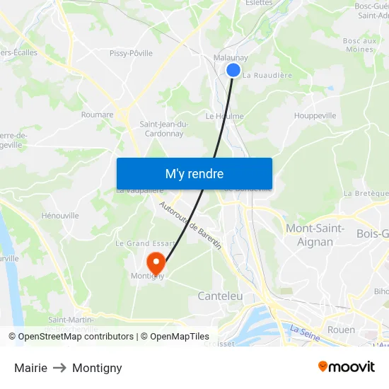 Mairie to Montigny map