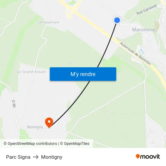 Parc Signa to Montigny map