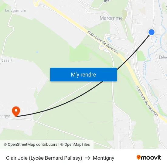 Clair Joie (Lycée Bernard Palissy) to Montigny map