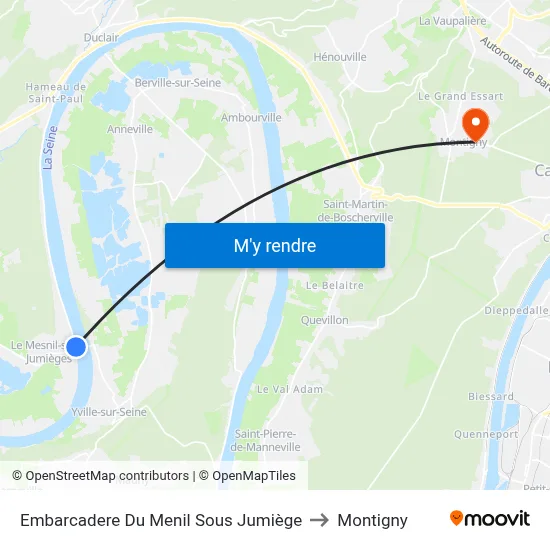 Embarcadere Du Menil Sous Jumiège to Montigny map