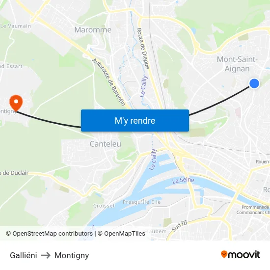 Galliéni to Montigny map