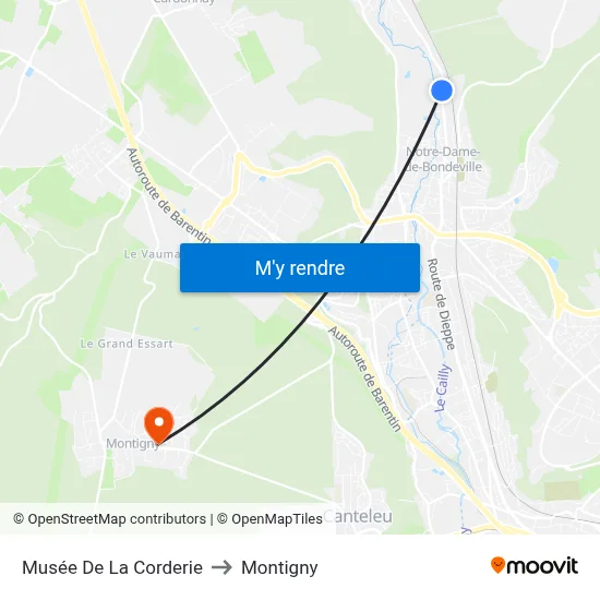 Musée De La Corderie to Montigny map