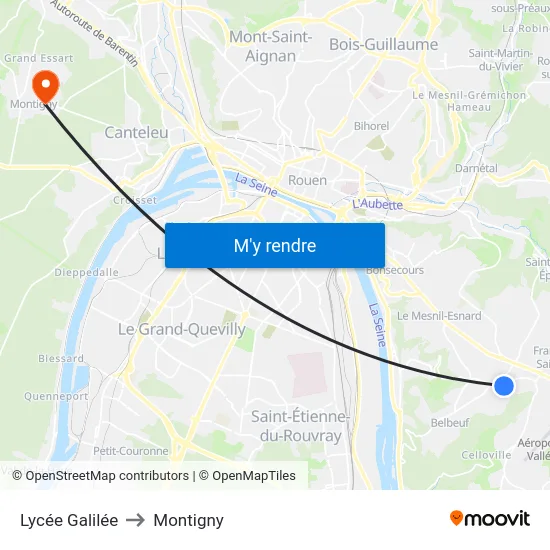 Lycée Galilée to Montigny map