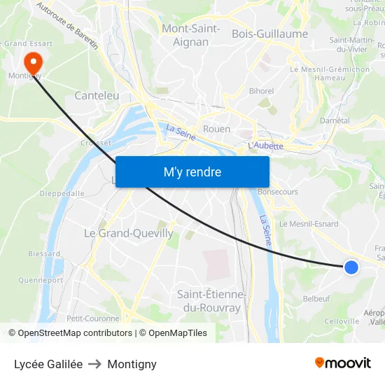 Lycée Galilée to Montigny map