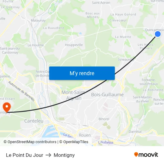 Le Point Du Jour to Montigny map