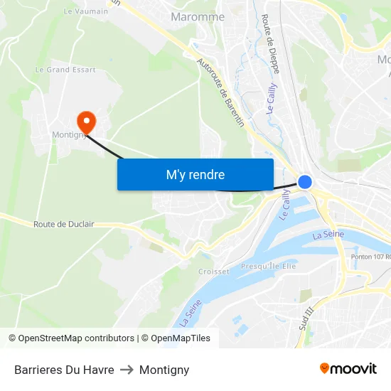 Barrieres Du Havre to Montigny map