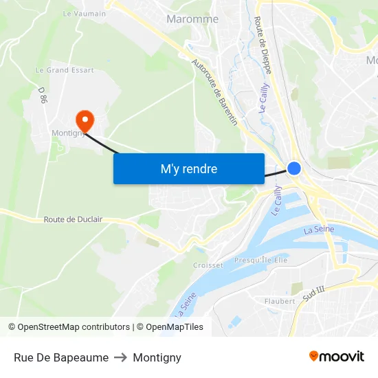 Rue De Bapeaume to Montigny map