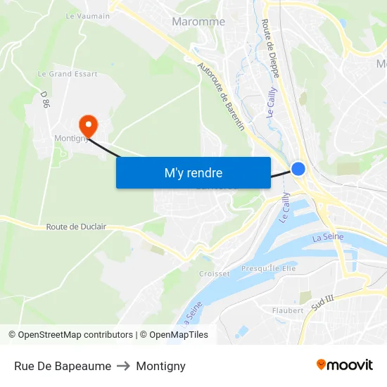 Rue De Bapeaume to Montigny map