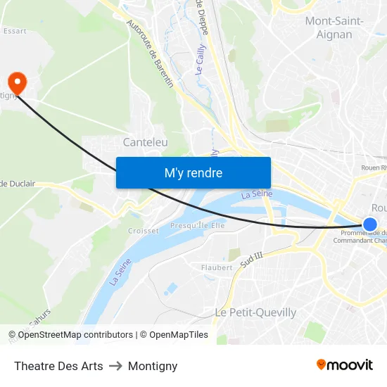 Theatre Des Arts to Montigny map