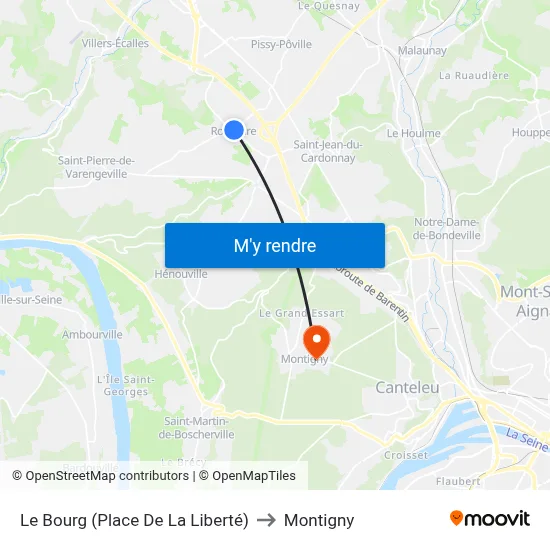 Le Bourg (Place De La Liberté) to Montigny map