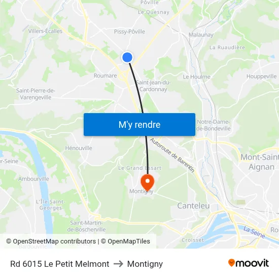 Rd 6015 Le Petit Melmont to Montigny map