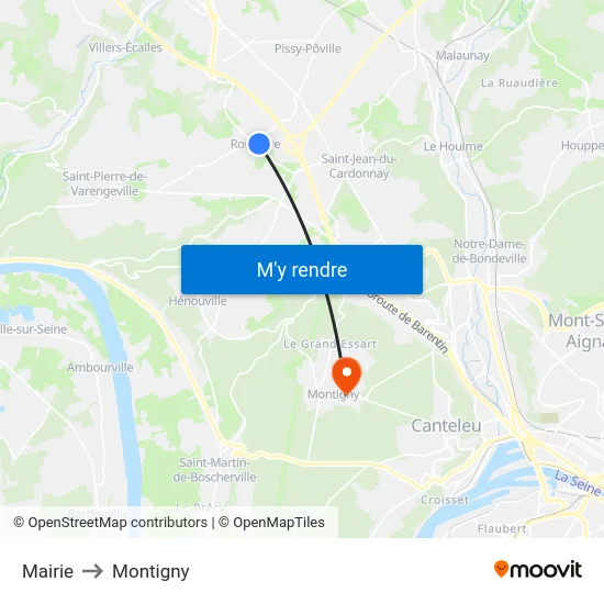 Mairie to Montigny map