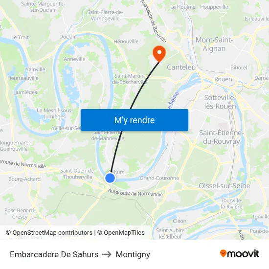 Embarcadere De Sahurs to Montigny map