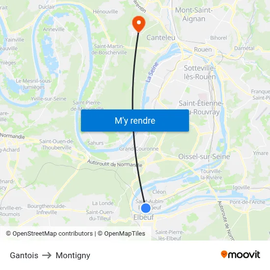 Gantois to Montigny map