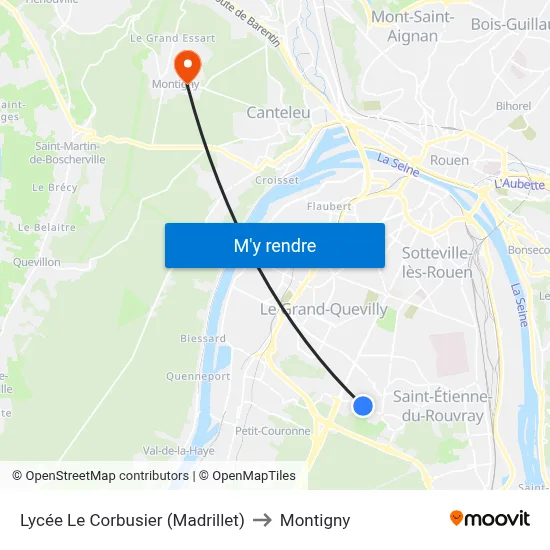 Lycée Le Corbusier (Madrillet) to Montigny map