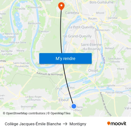 Collège Jacques-Émile Blanche to Montigny map