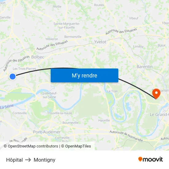 Hôpital to Montigny map