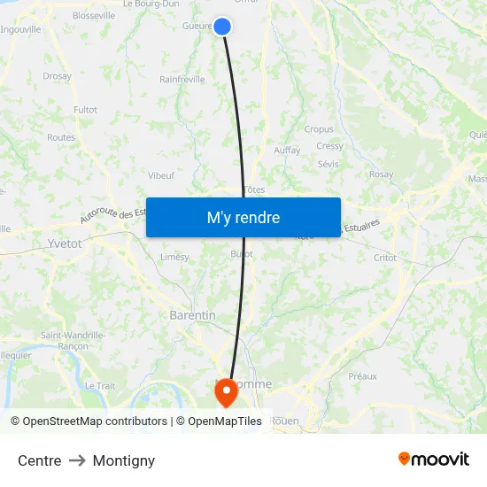 Centre to Montigny map