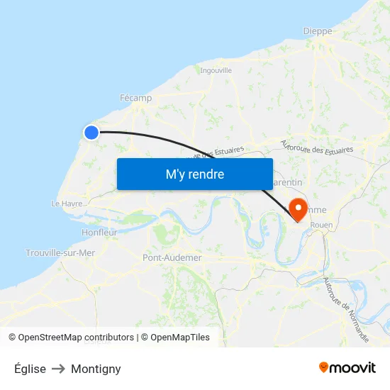 Église to Montigny map