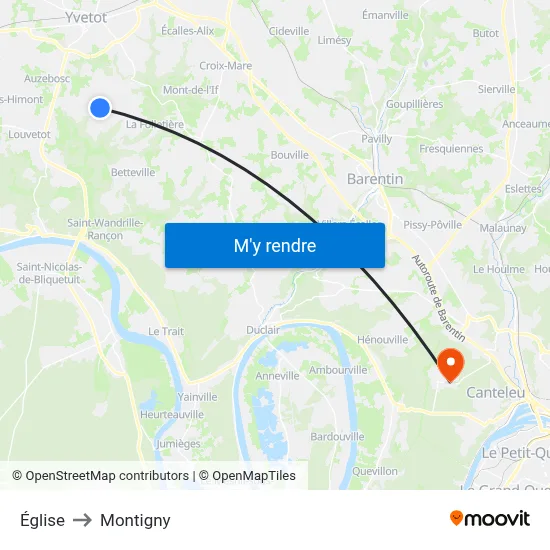 Église to Montigny map