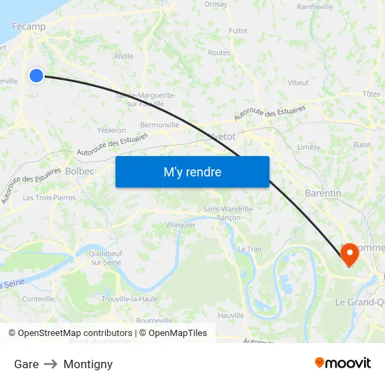 Gare to Montigny map