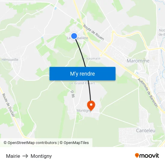 Mairie to Montigny map