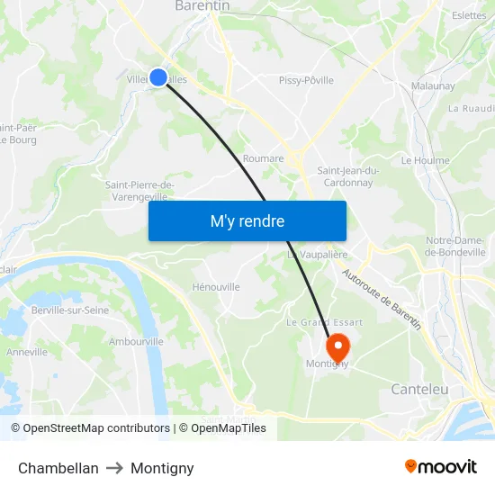 Chambellan to Montigny map