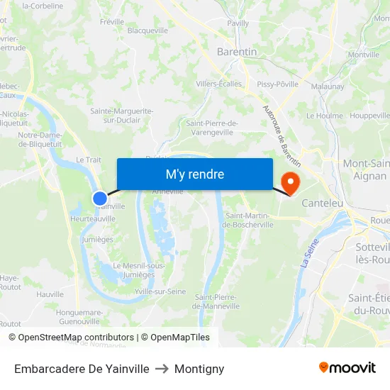 Embarcadere De Yainville to Montigny map