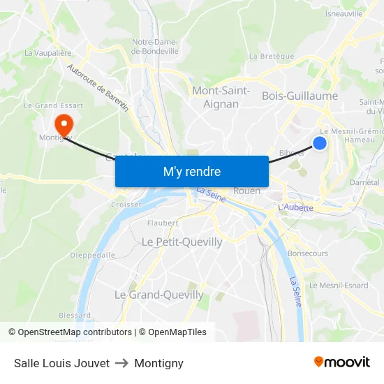 Salle Louis Jouvet to Montigny map