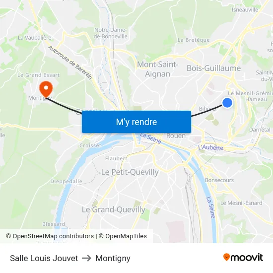 Salle Louis Jouvet to Montigny map