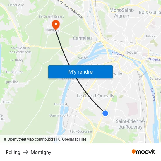 Felling to Montigny map