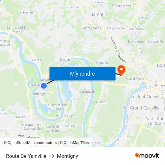 Route De Yainville to Montigny map