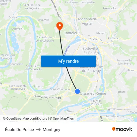 École De Police to Montigny map
