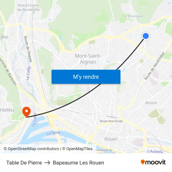 Table De Pierre to Bapeaume Les Rouen map