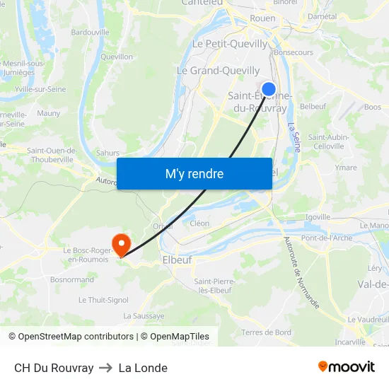 CH Du Rouvray to La Londe map