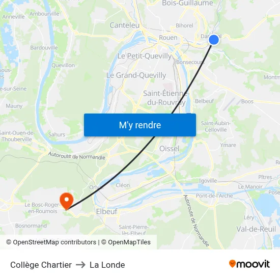 Collège Chartier to La Londe map