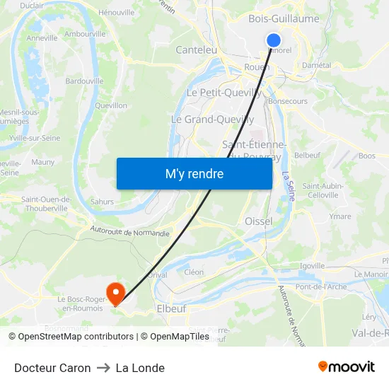 Docteur Caron to La Londe map