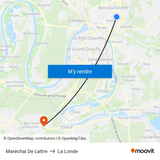 Maréchal De Lattre to La Londe map