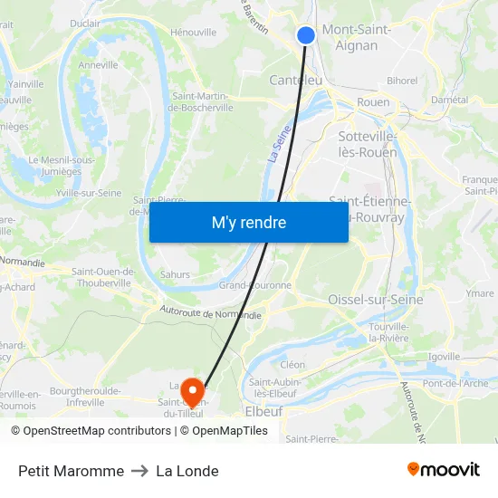 Petit Maromme to La Londe map