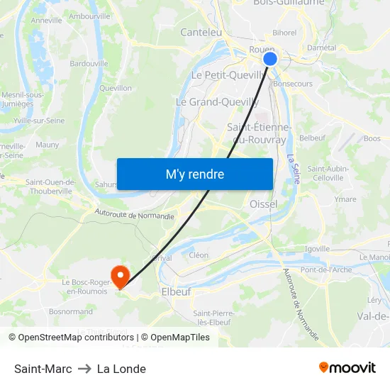 Saint-Marc to La Londe map