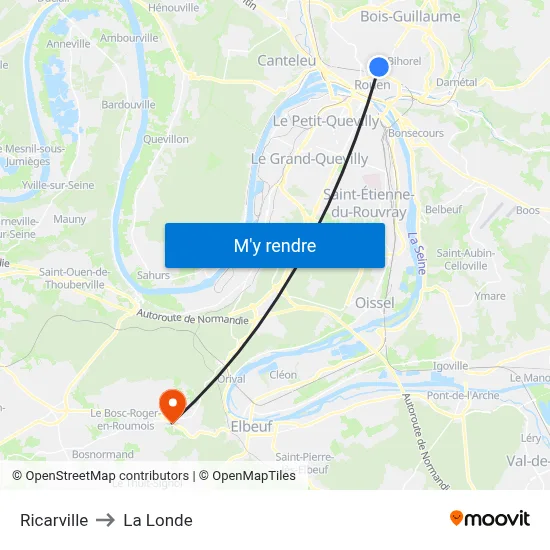 Ricarville to La Londe map
