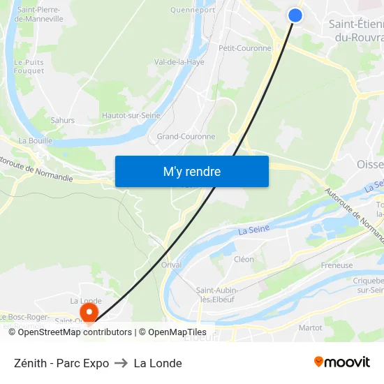 Zénith - Parc Expo to La Londe map