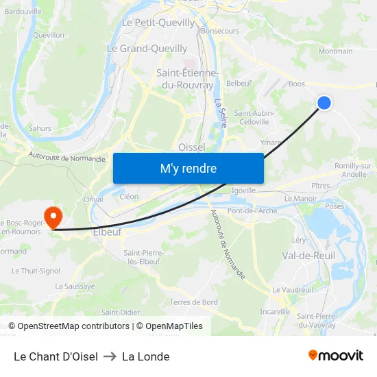 Le Chant D'Oisel to La Londe map