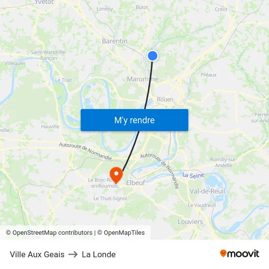 Ville Aux Geais to La Londe map