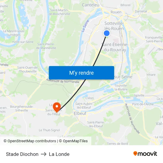 Stade Diochon to La Londe map