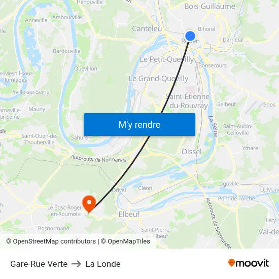 Gare-Rue Verte to La Londe map