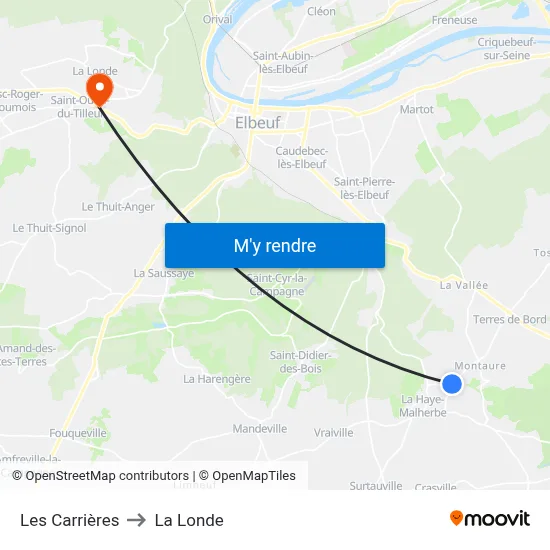 Les Carrières to La Londe map