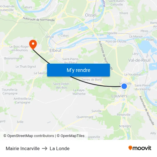 Mairie Incarville to La Londe map