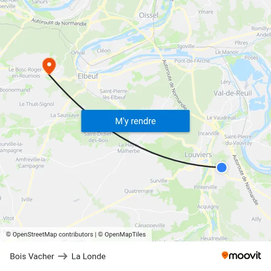 Bois Vacher to La Londe map